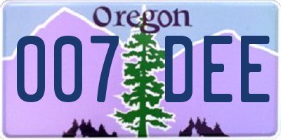 OR license plate 007DEE