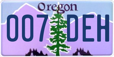 OR license plate 007DEH