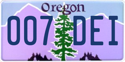 OR license plate 007DEI
