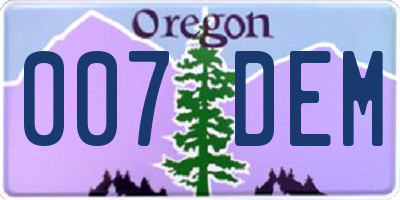 OR license plate 007DEM