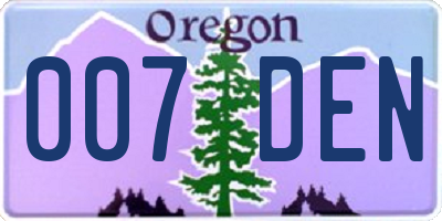 OR license plate 007DEN