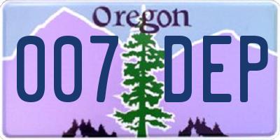 OR license plate 007DEP