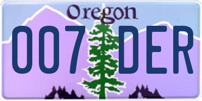 OR license plate 007DER