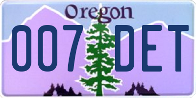 OR license plate 007DET