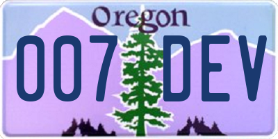OR license plate 007DEV