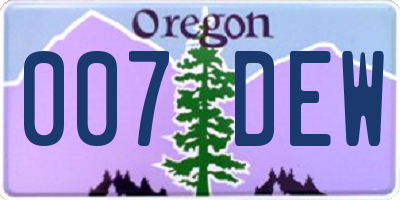 OR license plate 007DEW