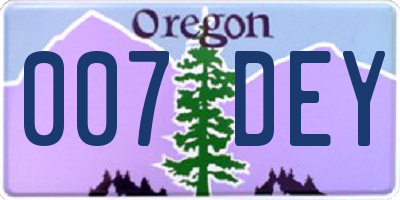 OR license plate 007DEY