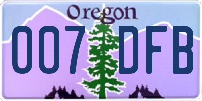 OR license plate 007DFB