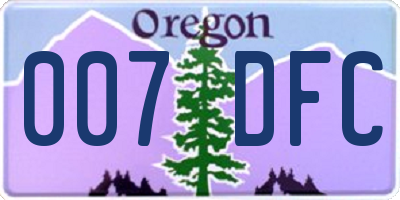 OR license plate 007DFC
