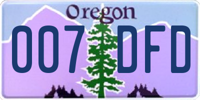 OR license plate 007DFD