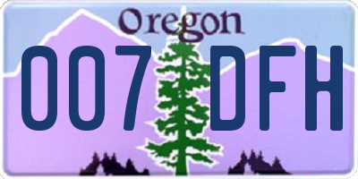 OR license plate 007DFH