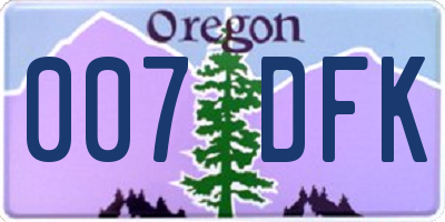 OR license plate 007DFK