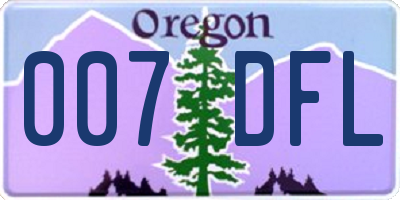 OR license plate 007DFL