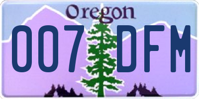 OR license plate 007DFM