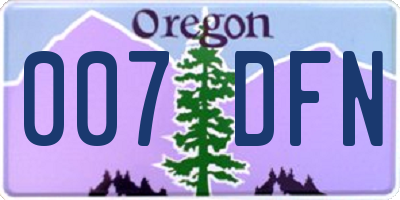 OR license plate 007DFN