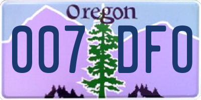 OR license plate 007DFO