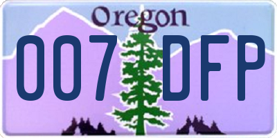 OR license plate 007DFP
