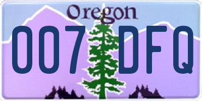OR license plate 007DFQ