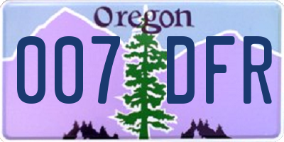 OR license plate 007DFR