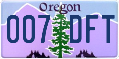 OR license plate 007DFT