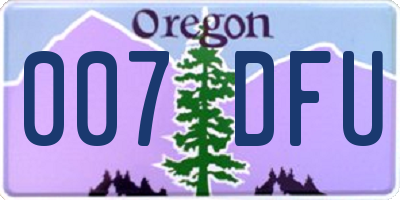 OR license plate 007DFU