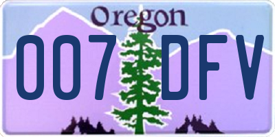 OR license plate 007DFV