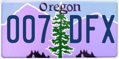 OR license plate 007DFX