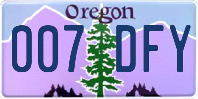 OR license plate 007DFY