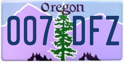 OR license plate 007DFZ