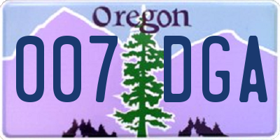 OR license plate 007DGA