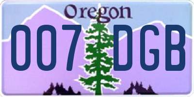 OR license plate 007DGB