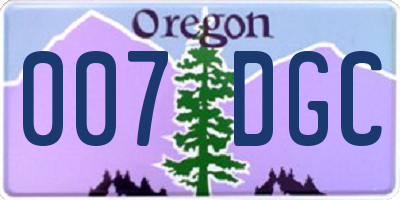 OR license plate 007DGC