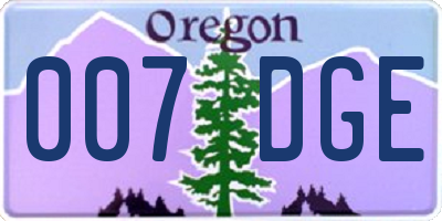 OR license plate 007DGE