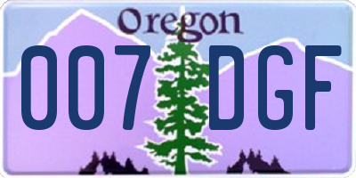 OR license plate 007DGF