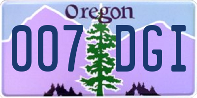 OR license plate 007DGI
