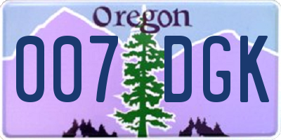 OR license plate 007DGK