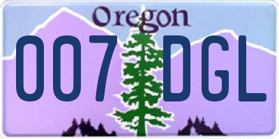 OR license plate 007DGL