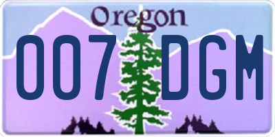 OR license plate 007DGM