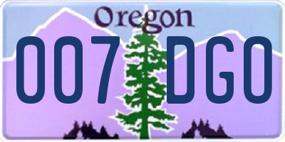 OR license plate 007DGO