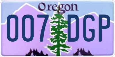 OR license plate 007DGP