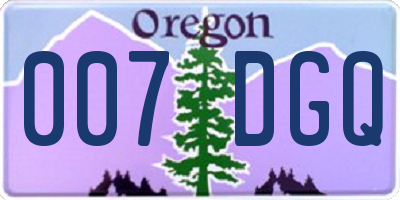 OR license plate 007DGQ