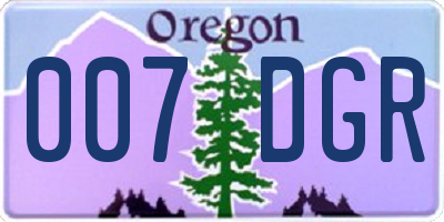 OR license plate 007DGR