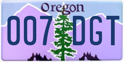 OR license plate 007DGT