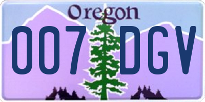 OR license plate 007DGV