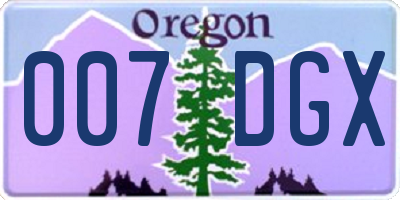 OR license plate 007DGX