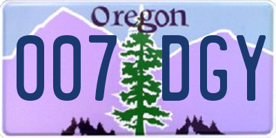 OR license plate 007DGY