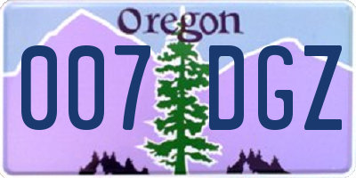 OR license plate 007DGZ