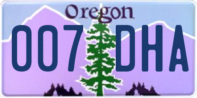 OR license plate 007DHA