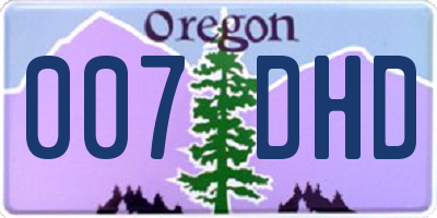 OR license plate 007DHD