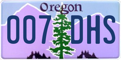OR license plate 007DHS